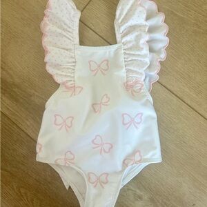 Sal & Pimenta White and Pink Bow Swimsuit NWT